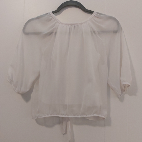 ☆ Sheer Girls White Blouse with Tie ☆ - Picture 2 of 6